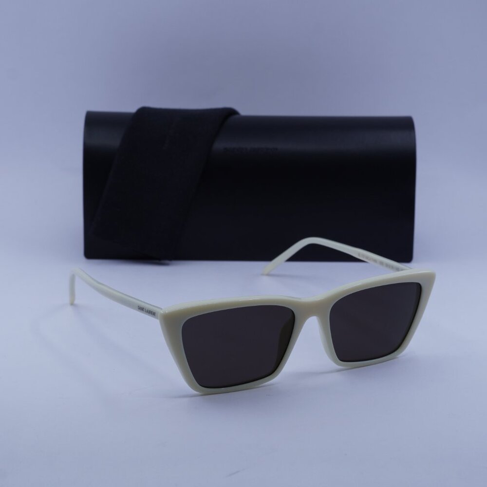 Saint Laurent SL737 MICA THIN 005 Cat Eye Sunglasses - Ivory / Black
